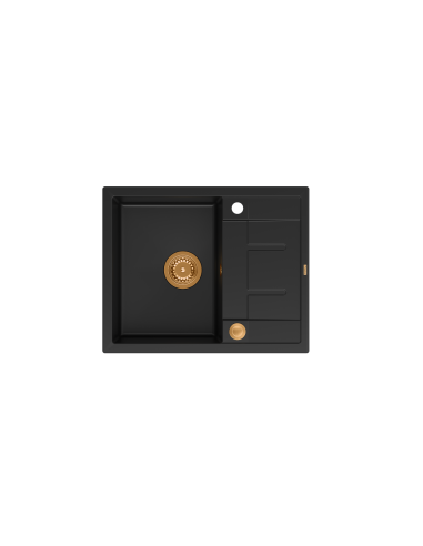 MORGAN 116 + nano PVD 1-bowl inset sink with drainer + save space siphon PVD colour / pure carbon / copper elements - 2