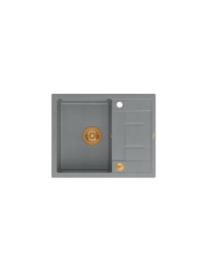 MORGAN 116 + nano PVD 1-bowl inset sink with drainer + save space siphon PVD colour / silver stone / copper elements - 1 2