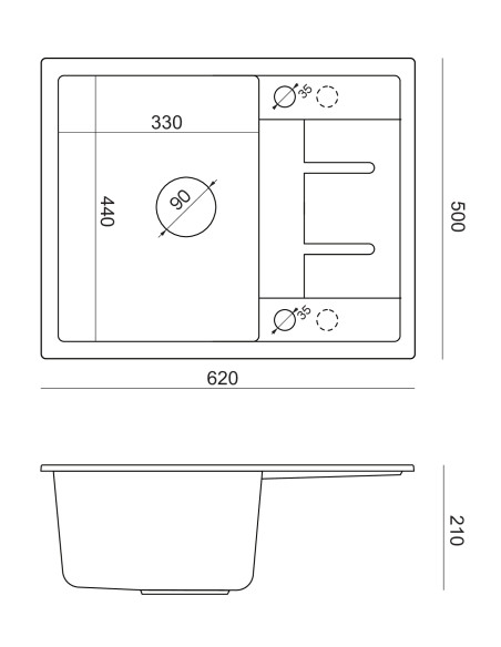 MORGAN 116 + nano PVD 1-bowl inset sink with drainer + save space siphon PVD colour / silver stone / copper elements - 4