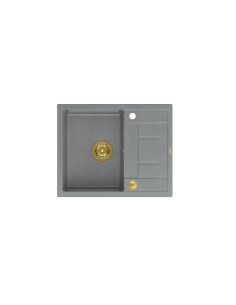 MORGAN 116 + nano PVD 1-bowl inset sink with drainer + save space siphon PVD colour / silver stone / gold elements - 1 2