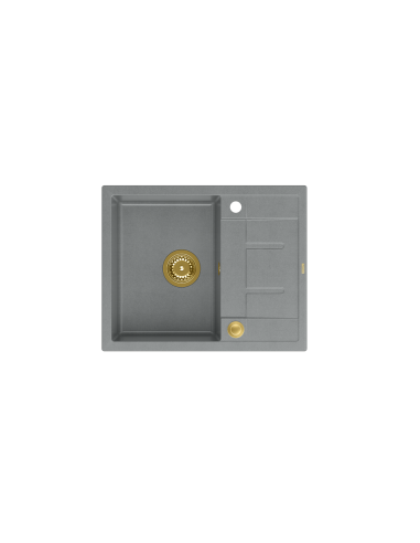 MORGAN 116 + nano PVD 1-bowl inset sink with drainer + save space siphon PVD colour / silver stone / gold elements - 2