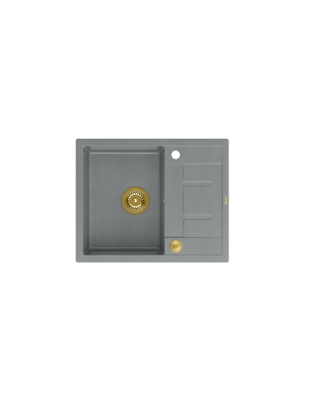 MORGAN 116 + nano PVD 1-bowl inset sink with drainer + save space siphon PVD colour / silver stone / gold elements - 2