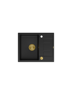 MORGAN 116 + nano PVD 1-bowl inset sink with drainer + save space siphon PVD colour / pure carbon / gold elements - 1 2