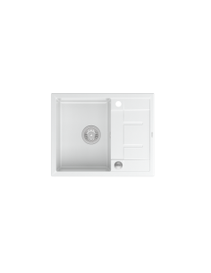 MORGAN 116 1-bowl inset sink with drainer + save space siphon / snow white / steel elements - 1 2