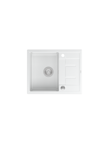 MORGAN 116 1-bowl inset sink with drainer + save space siphon / snow white / steel elements - 2