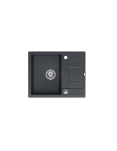 MORGAN 116 1-bowl inset sink with drainer + save space siphon / black diamond / steel elements - 1 2