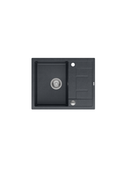 MORGAN 116 1-bowl inset sink with drainer + save space siphon / black diamond / steel elements - 2