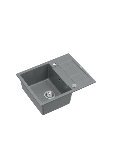 MORGAN 116 1-bowl inset sink with drainer + save space siphon / silver stone / steel elements - 1