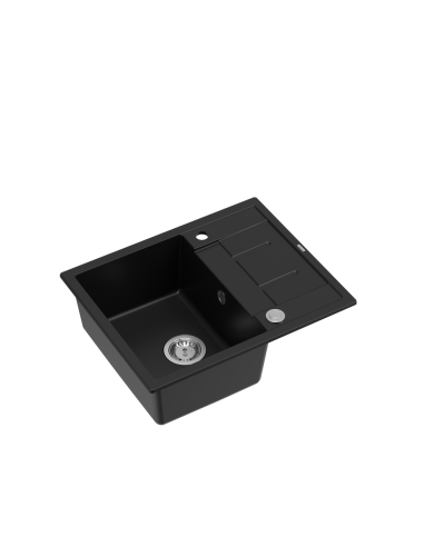 MORGAN 116 1-bowl inset sink with drainer + save space siphon / pure carbon / steel elements - 1