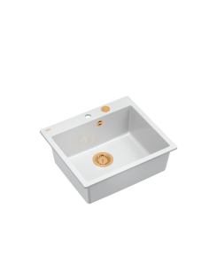 MORGAN 110 + nano PVD 1-bowl inset sink + save space siphon PVD colour / snow white / copper elements - 1