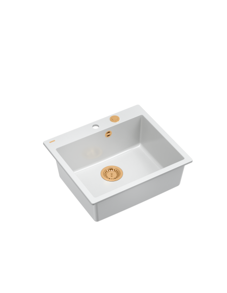MORGAN 110 + nano PVD 1-bowl inset sink + save space siphon PVD colour / snow white / copper elements - 1
