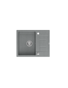 MORGAN 116 1-bowl inset sink with drainer + save space siphon / silver stone / steel elements - 1 2