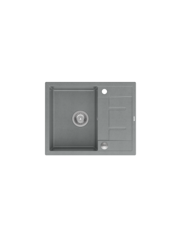MORGAN 116 1-bowl inset sink with drainer + save space siphon / silver stone / steel elements - 2