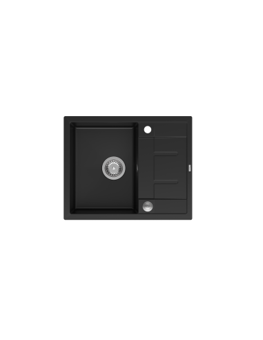 MORGAN 116 1-bowl inset sink with drainer + save space siphon / pure carbon / steel elements - 2