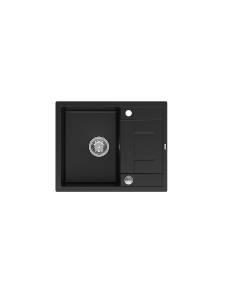 MORGAN 116 1-bowl inset sink with drainer + save space siphon / pure carbon / steel elements - 2