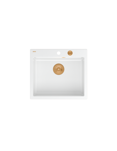 MORGAN 110 + nano PVD 1-bowl inset sink + save space siphon PVD colour / snow white / copper elements - 2
