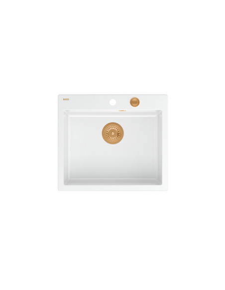 MORGAN 110 + nano PVD 1-bowl inset sink + save space siphon PVD colour / snow white / copper elements - 2