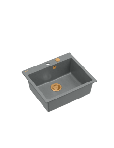 MORGAN 110 + nano PVD 1-bowl inset sink + save space siphon PVD colour / silver stone / copper elements - 1