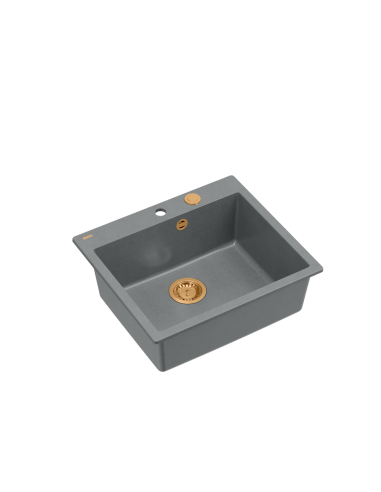 MORGAN 110 + nano PVD 1-bowl inset sink + save space siphon PVD colour / silver stone / copper elements - 1