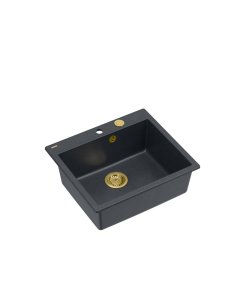 MORGAN 110 + nano PVD 1-bowl inset sink + save space siphon PVD colour / black diamond / gold elements - 1