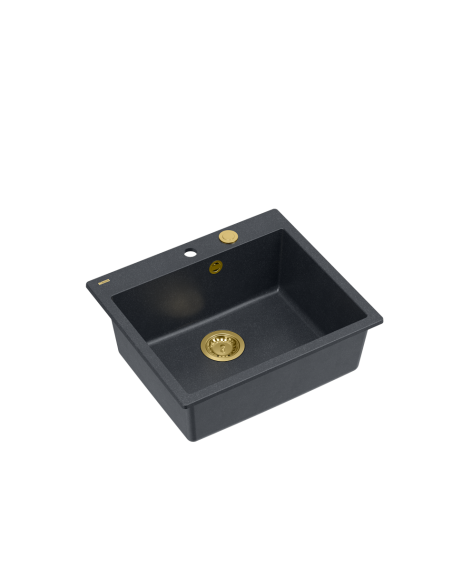 MORGAN 110 + nano PVD 1-bowl inset sink + save space siphon PVD colour / black diamond / gold elements - 1