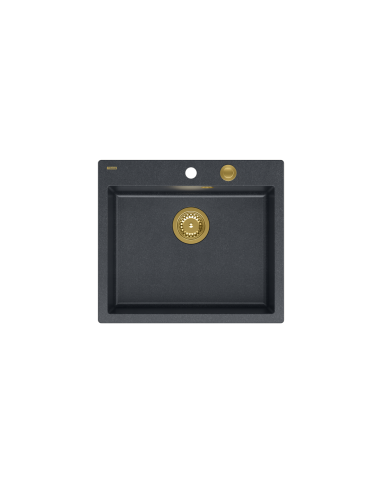 MORGAN 110 + nano PVD 1-bowl inset sink + save space siphon PVD colour / black diamond / gold elements - 2