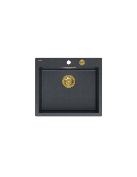 MORGAN 110 + nano PVD 1-bowl inset sink + save space siphon PVD colour / black diamond / gold elements - 2