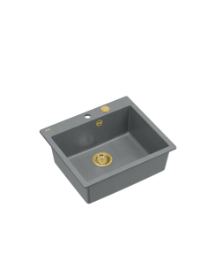 MORGAN 110 + nano PVD 1-bowl inset sink + save space siphon PVD colour / silver stone / gold elements - 1
