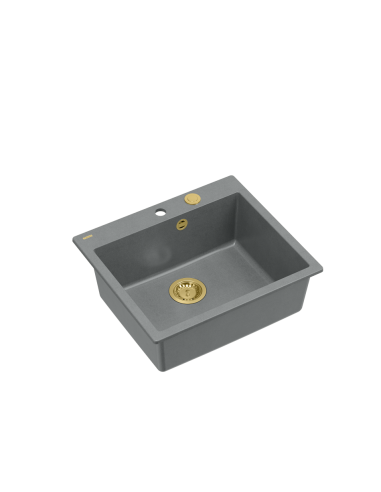 MORGAN 110 + nano PVD 1-bowl inset sink + save space siphon PVD colour / silver stone / gold elements - 1