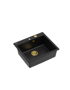 MORGAN 110 + nano PVD 1-bowl inset sink + save space siphon PVD colour / pure carbon / gold elements - 1