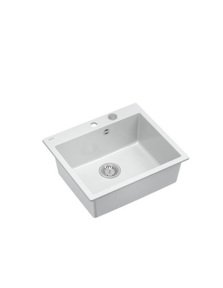 MORGAN 110 1-bowl inset sink + save space siphon / snow white / steel elements - 1
