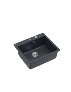 MORGAN 110 1-bowl inset sink + save space siphon / black diamond / steel elements - 1