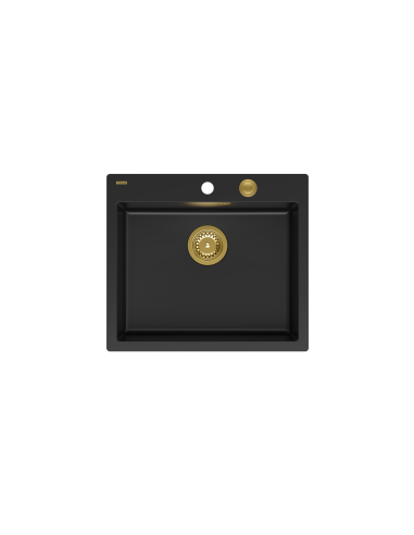 MORGAN 110 + nano PVD 1-bowl inset sink + save space siphon PVD colour / pure carbon / gold elements - 2