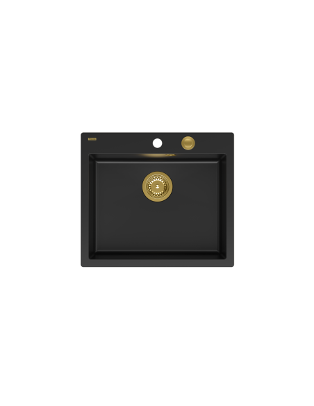 MORGAN 110 + nano PVD 1-bowl inset sink + save space siphon PVD colour / pure carbon / gold elements - 2