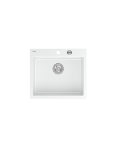 MORGAN 110 1-bowl inset sink + save space siphon / snow white / steel elements - 2