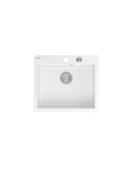 MORGAN 110 1-bowl inset sink + save space siphon / snow white / steel elements - 2