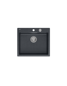 MORGAN 110 1-bowl inset sink + save space siphon / black diamond / steel elements - 1 2