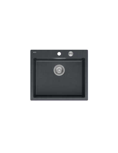 MORGAN 110 1-bowl inset sink + save space siphon / black diamond / steel elements - 2
