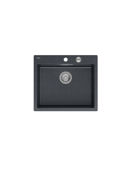 MORGAN 110 1-bowl inset sink + save space siphon / black diamond / steel elements - 2