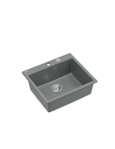 MORGAN 110 1-bowl inset sink + save space siphon / silver stone / steel elements - 1