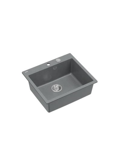 MORGAN 110 1-bowl inset sink + save space siphon / silver stone / steel elements - 1