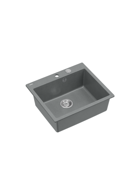 MORGAN 110 1-bowl inset sink + save space siphon / silver stone / steel elements - 1