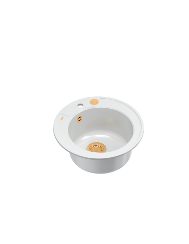 MORGAN 210 + nano PVD 1-bowl inset sink + save space siphon PVD colour / snow white / copper elements - 1