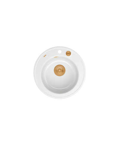 MORGAN 210 + nano PVD 1-bowl inset sink + save space siphon PVD colour / snow white / copper elements - 2