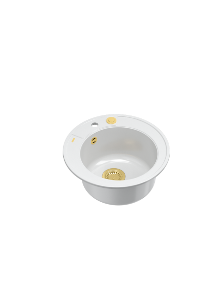 MORGAN 210 + nano PVD 1-bowl inset sink + save space siphon PVD colour / snow white / gold elements - 1