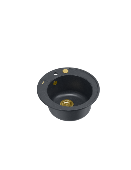 MORGAN 210 + nano PVD 1-bowl inset sink + save space siphon PVD colour / black diamond / gold elements - 1
