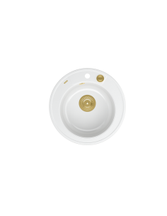 MORGAN 210 + nano PVD 1-bowl inset sink + save space siphon PVD colour / snow white / gold elements - 1 2