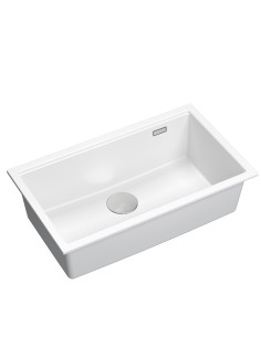 LOGAN 110 GraniteQ snow white 76x44x23,5 cm 1-bowl inset sink with manual siphon / steel - 1