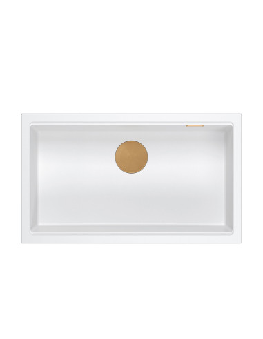 LOGAN 110 GraniteQ snow white 76x44x23,5 cm 1-bowl inset sink with manual siphon / copper - 2