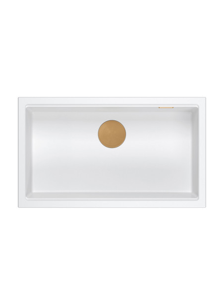 LOGAN 110 GraniteQ snow white 76x44x23,5 cm 1-bowl inset sink with manual siphon / copper - 2